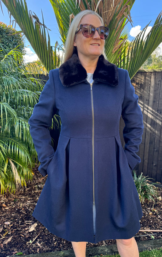 ALANNAH HILL Wool/Cashmere Blend Blue Coat