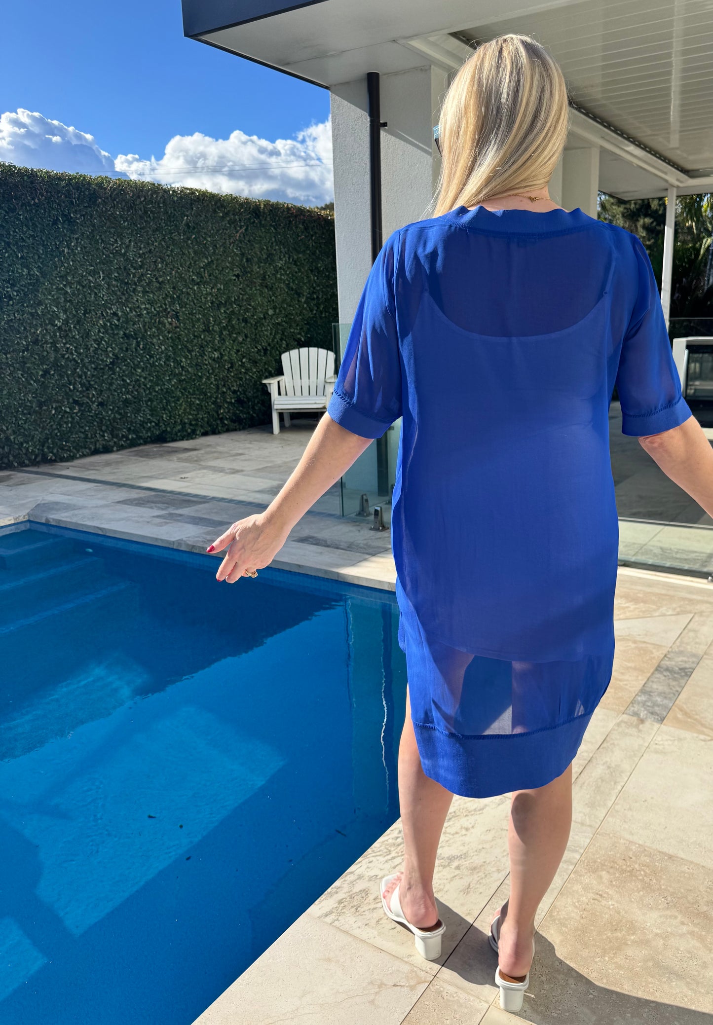 COCO&BELLE Sheer Blue Dress