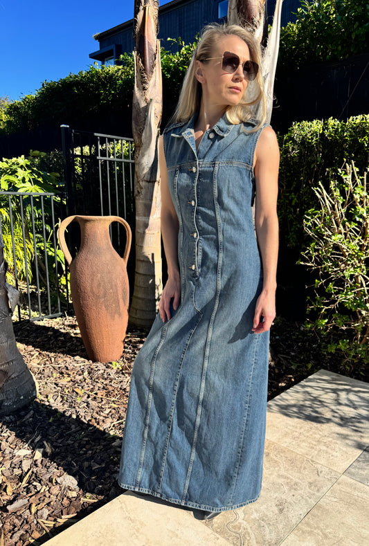 ZARA Denim Blue Maxi Dress