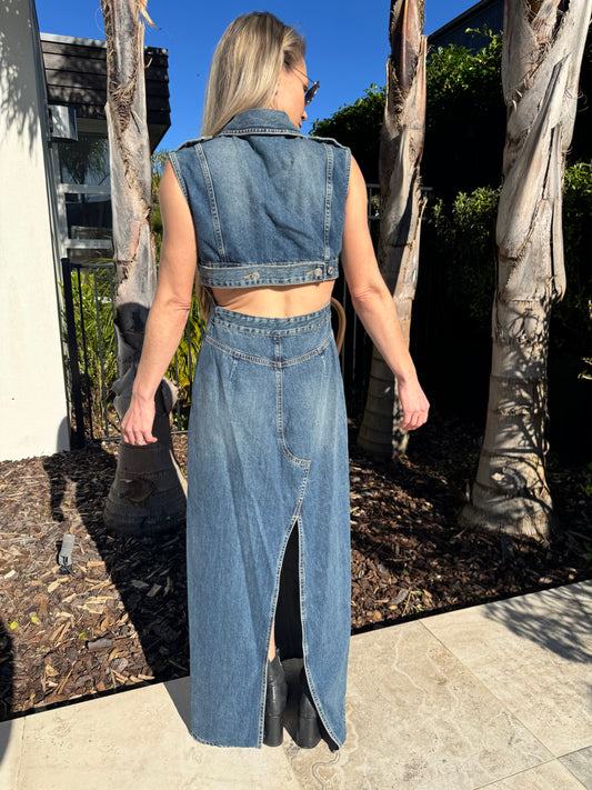 ZARA Denim Blue Maxi Dress
