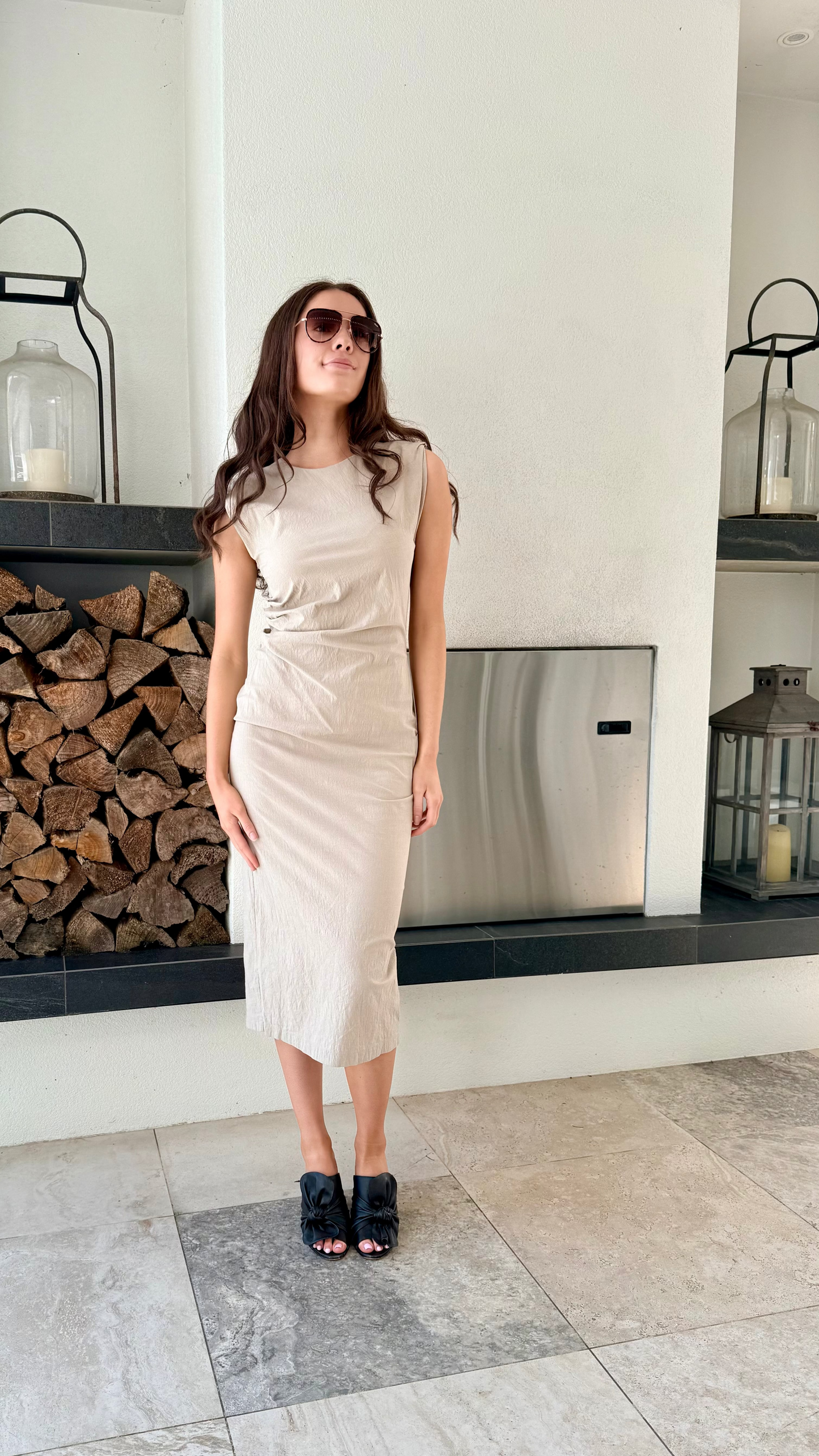 RESERVED Tan Midi Dress, Size M