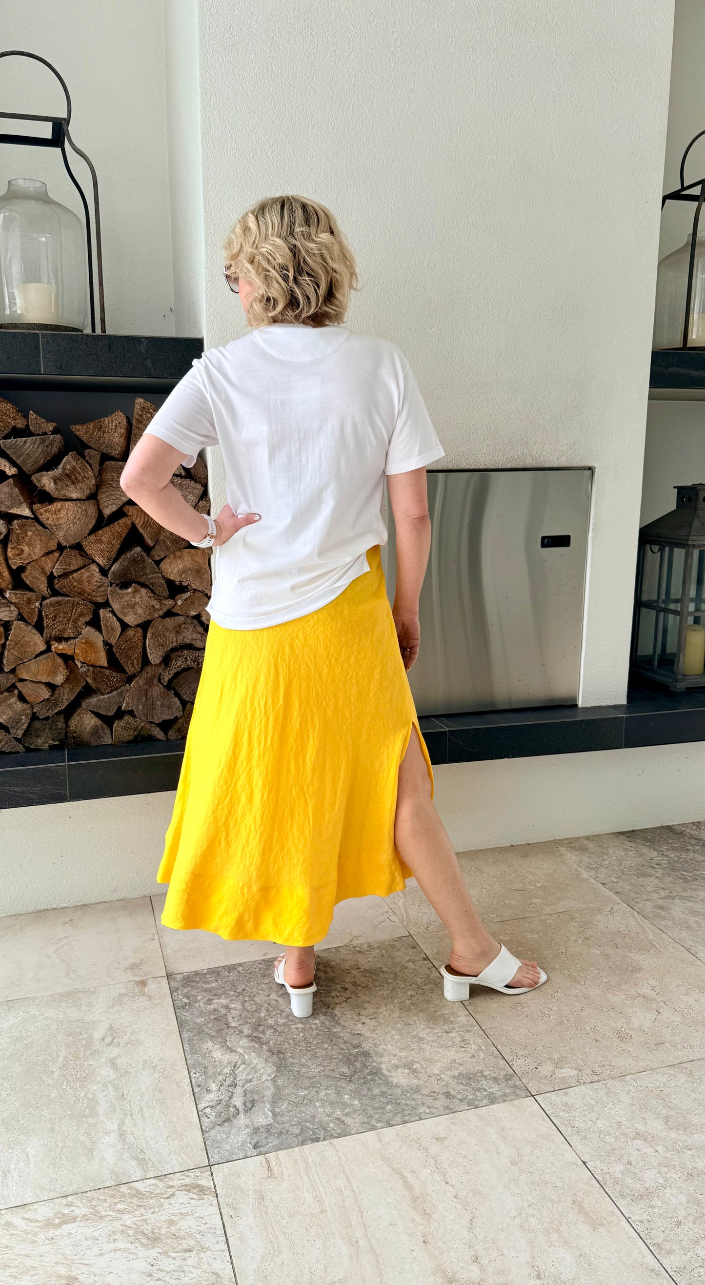 SEED Yellow Linen Blend Maxi Skirt, Size 8