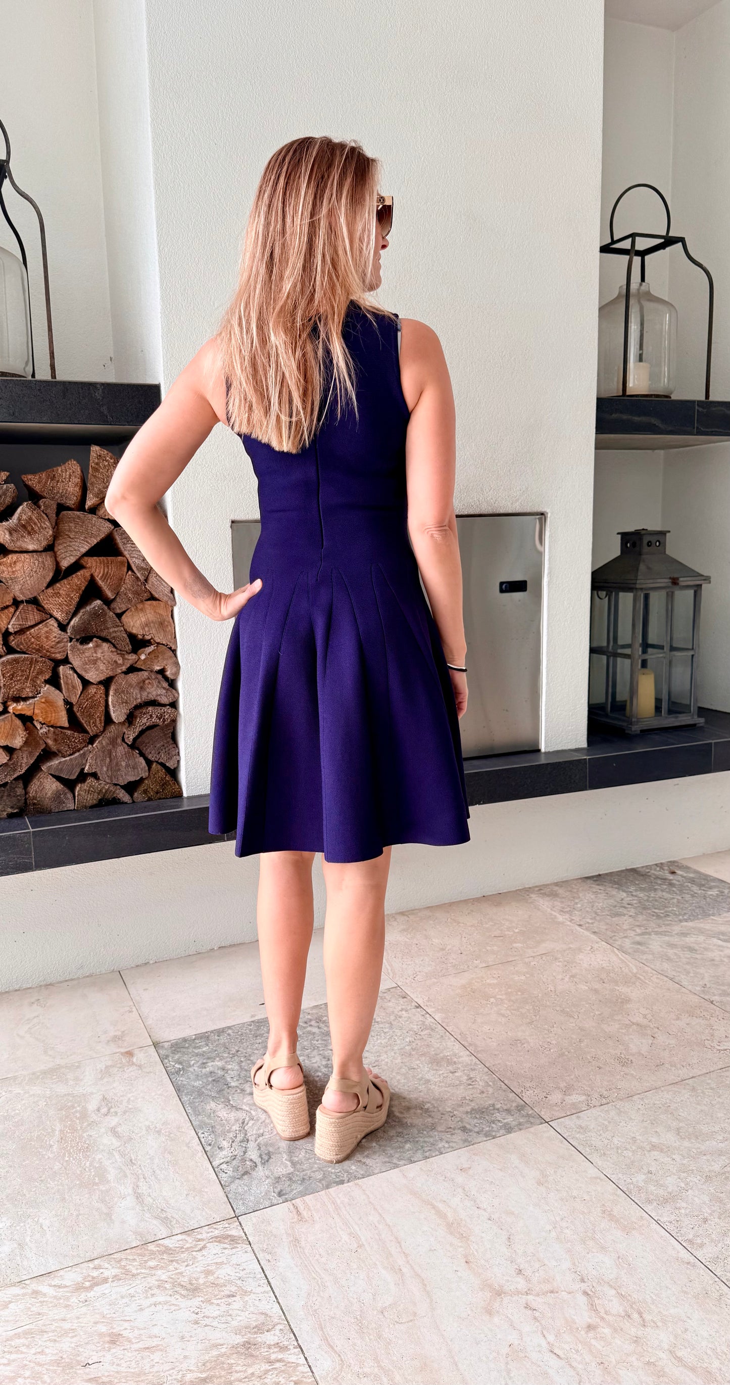 Navy Blue Knee Length Dress, Size 12