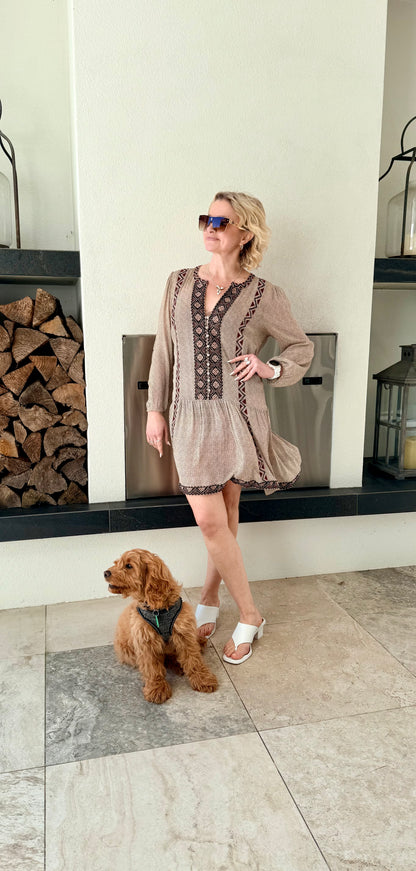 JOIE Brown Knee Length Silk Dress, Size M **Puppy Not For Sale