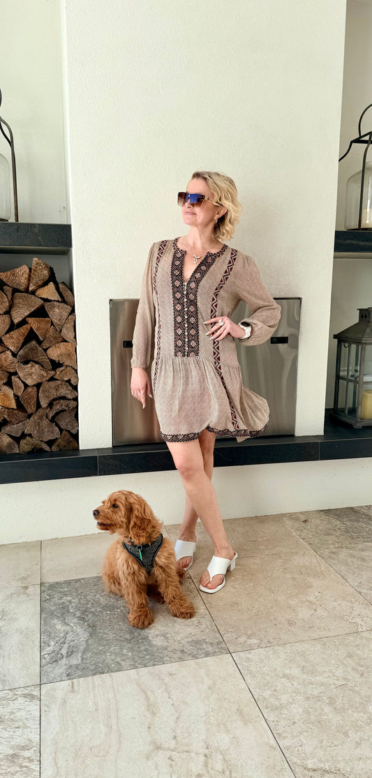 JOIE Brown Knee Length Silk Dress, Size M **Puppy Not For Sale