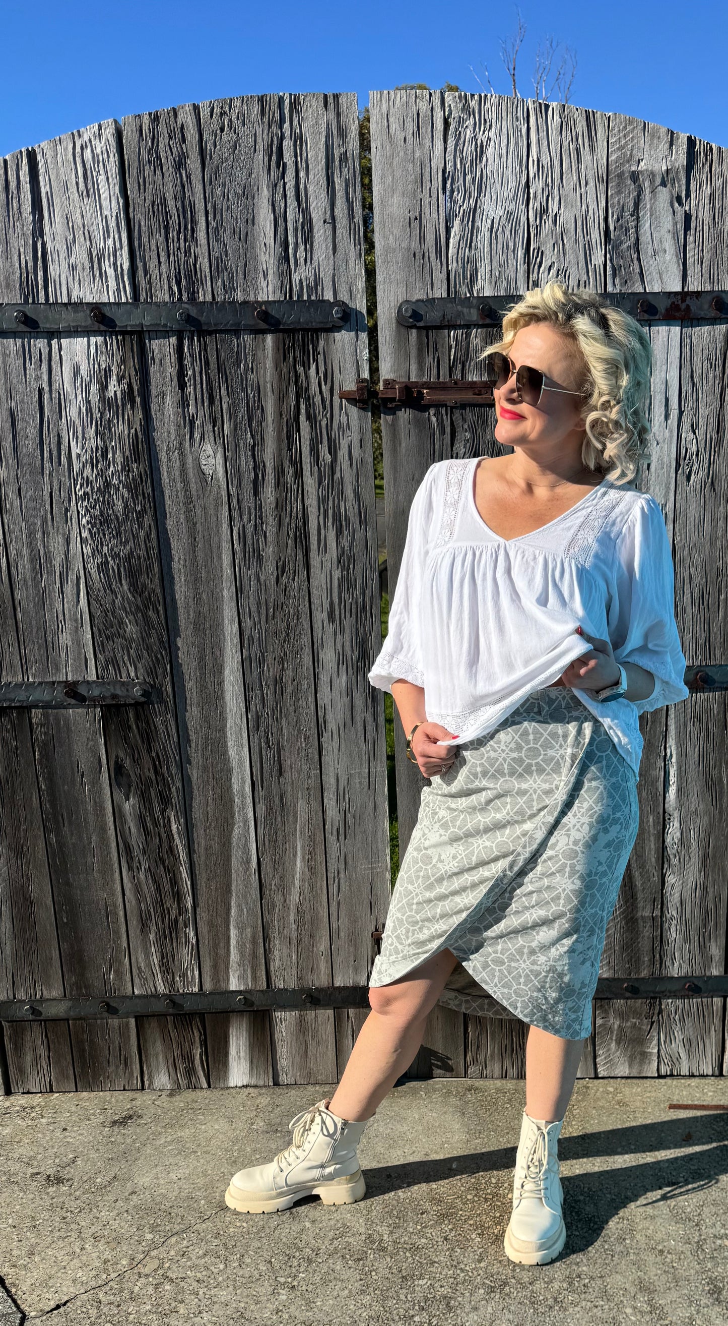 KATE SYLVESTER Grey Midi Skirt