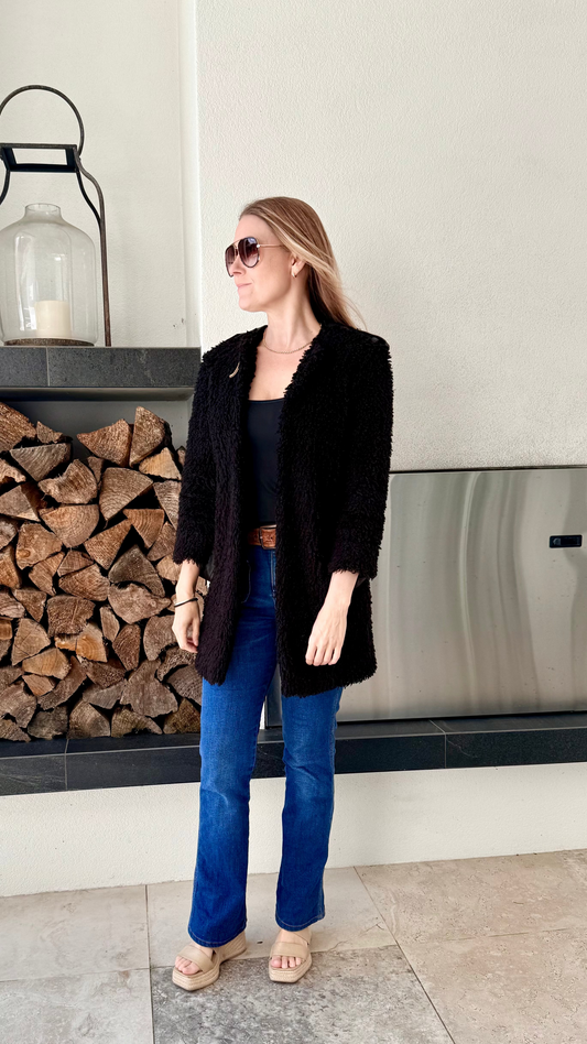 KATE SYLVESTER Long Black Coat, Size XS (Fits S/M)