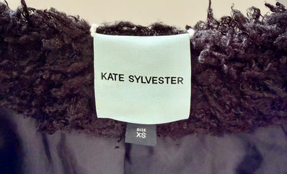 KATE SYLVESTER Long Black Coat, Size XS (Fits S/M)