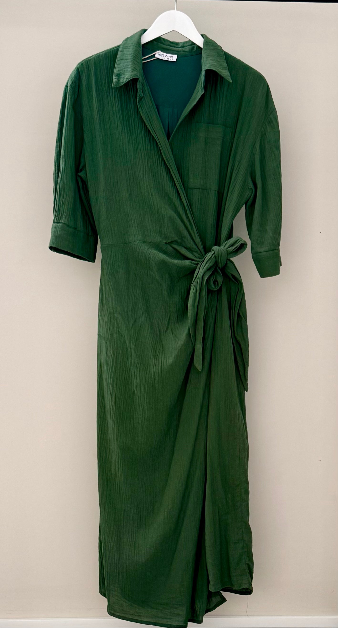 KETZ-KE Green Wrap Midi Dress, Size 14