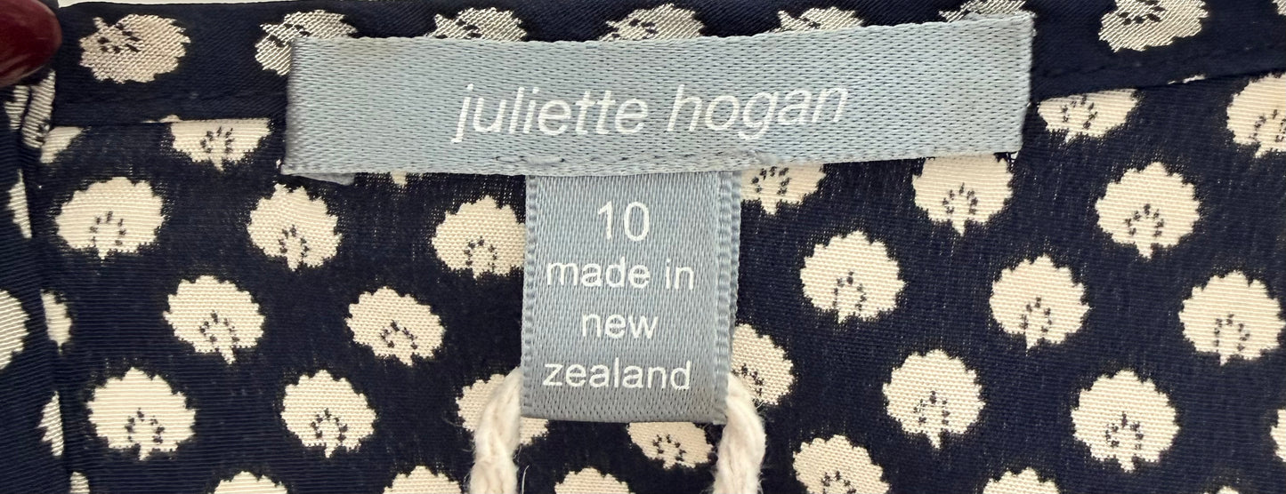 JULIETTE HOGAN Black/Tan Knee Length Silk Dress, Size 10
