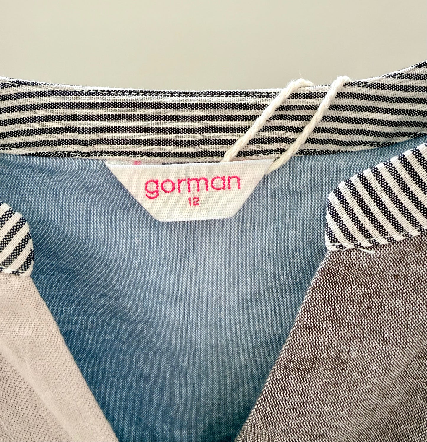 GORMAN Patterned Grey/Blue Shirt (Size 12) - 100% Organic Cotton