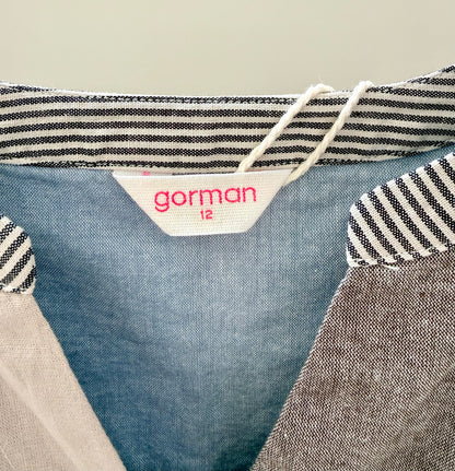 GORMAN Patterned Grey/Blue Shirt (Size 12) - 100% Organic Cotton