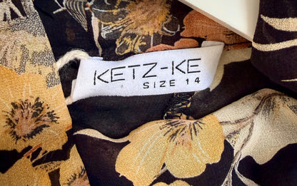 KETZ-KE Black Floral Top (Size 14)