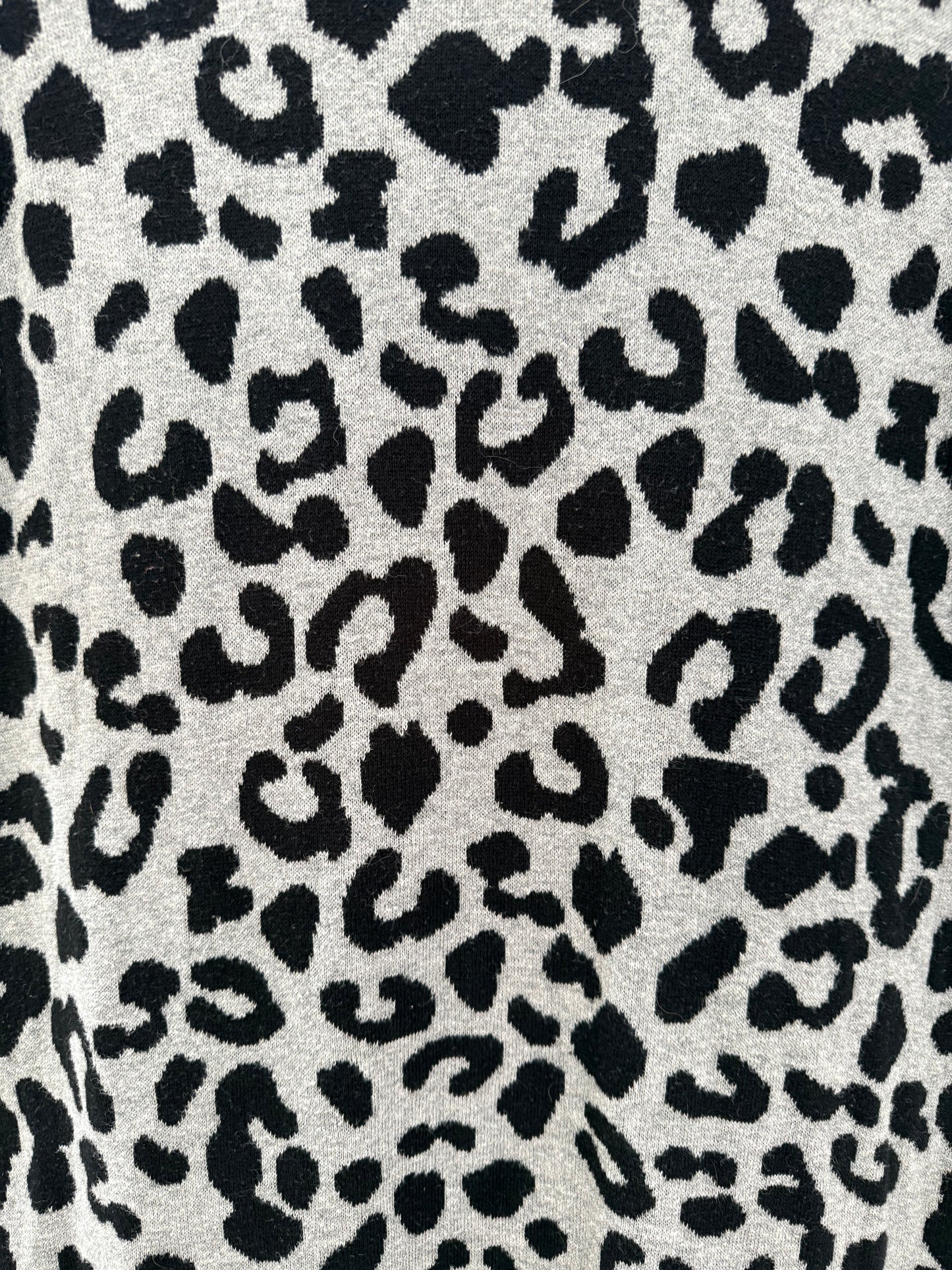 SYLVESTER Grey Black Leopard Print Midi Knit Dress, Size M