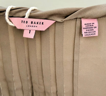 Ted Baker Brown/Gold Blouse - 100% Silk (Size 1/S-M)