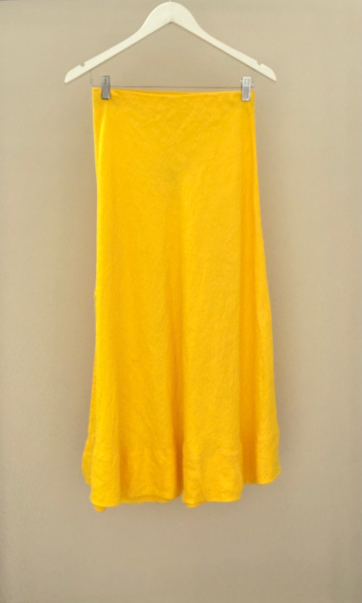 SEED Yellow Linen Blend Maxi Skirt, Size 8