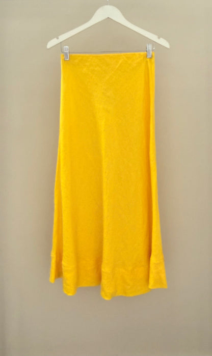 SEED Yellow Linen Blend Maxi Skirt, Size 8