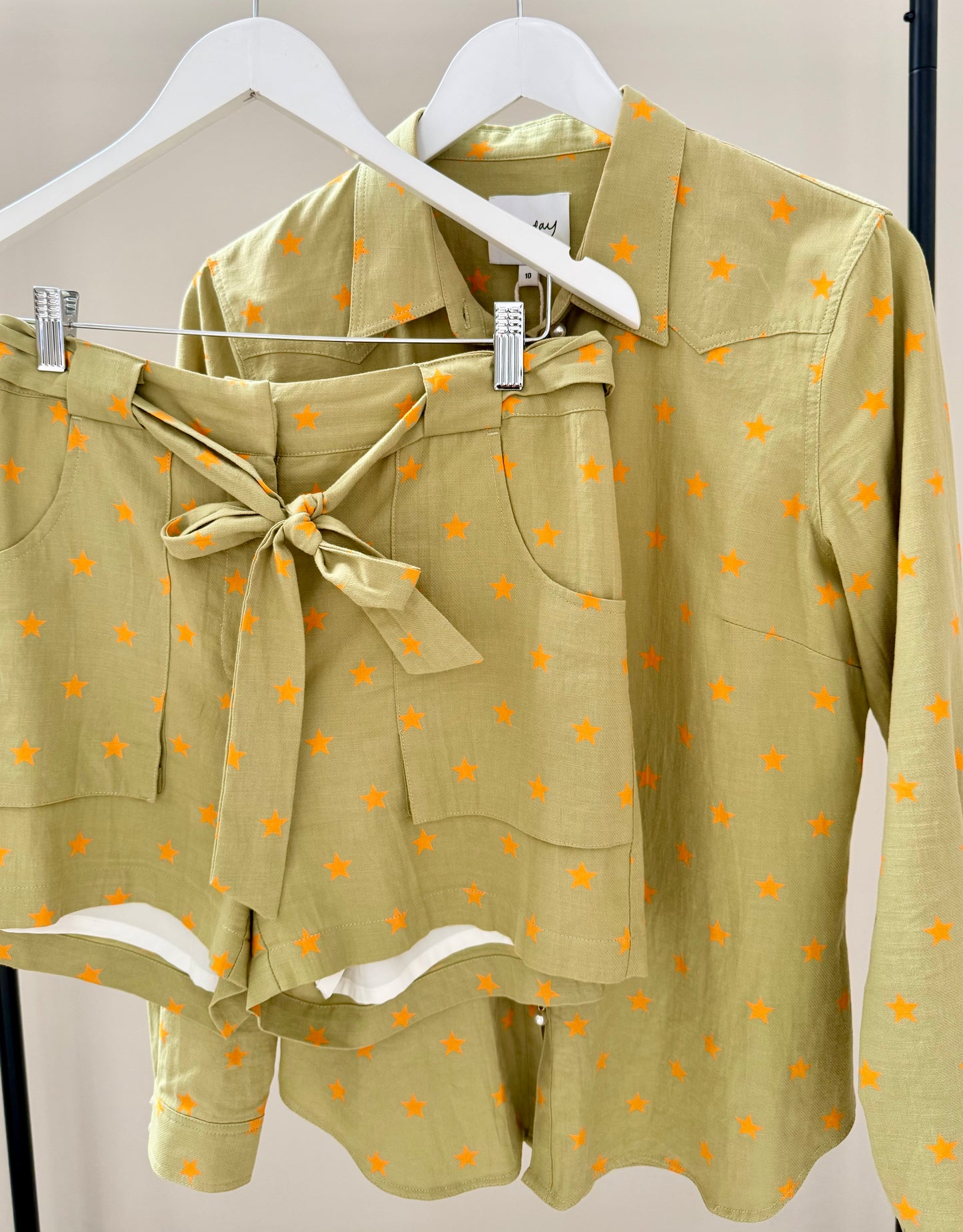 TUESDAY Green/Yellow Star Top/Shorts Outfit