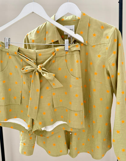 TUESDAY Green/Yellow Star Top/Shorts Outfit