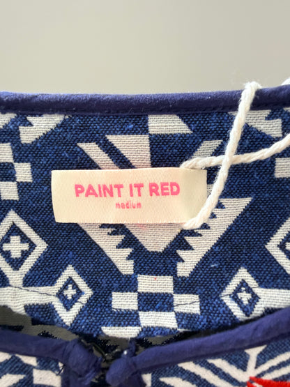 PAINT IT RED - Blue/White Cropped Jacket, Size M