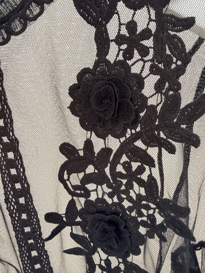MIRROU Sheer Black Top, Size M