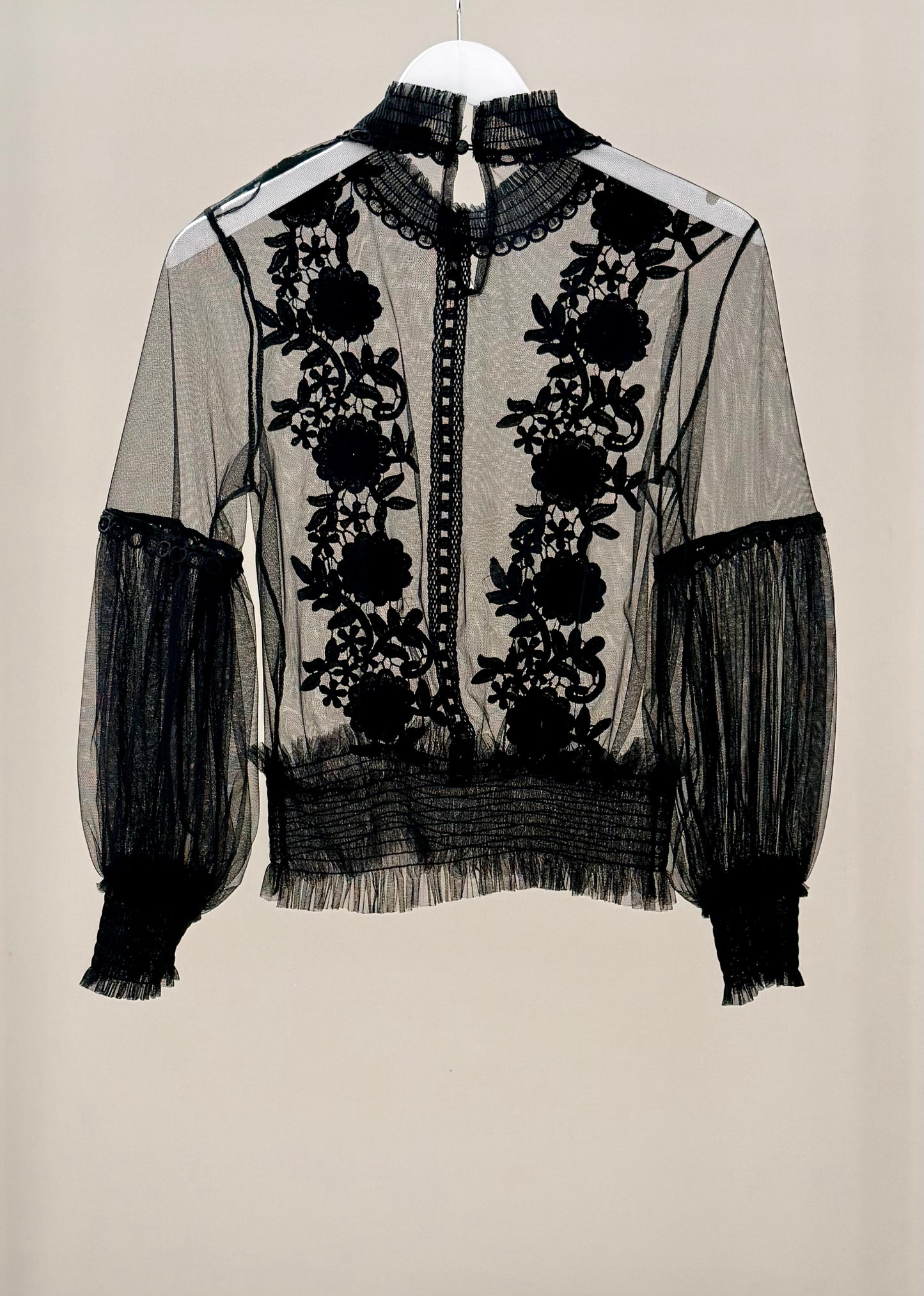 MIRROU Sheer Black Top, Size M
