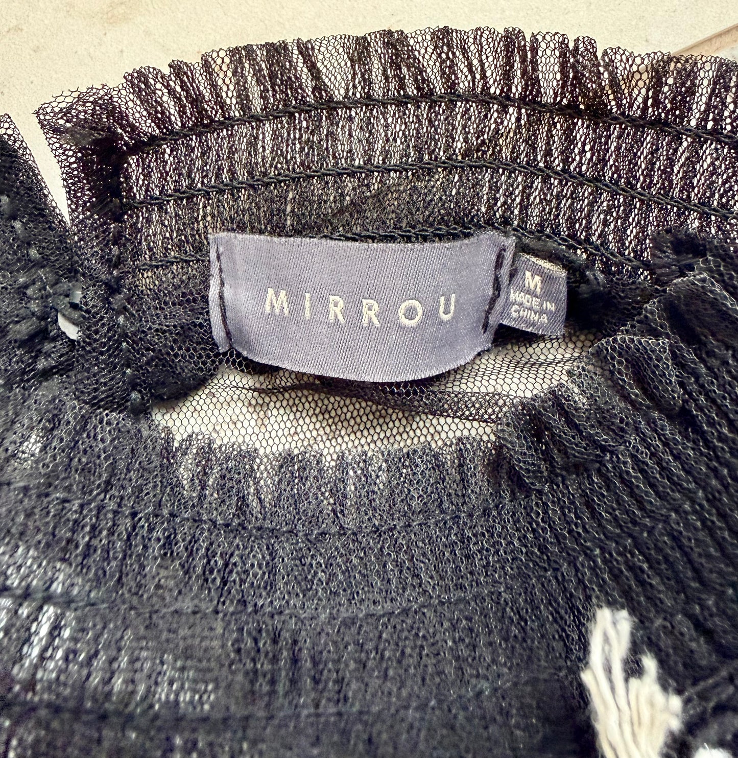 MIRROU Sheer Black Top, Size M