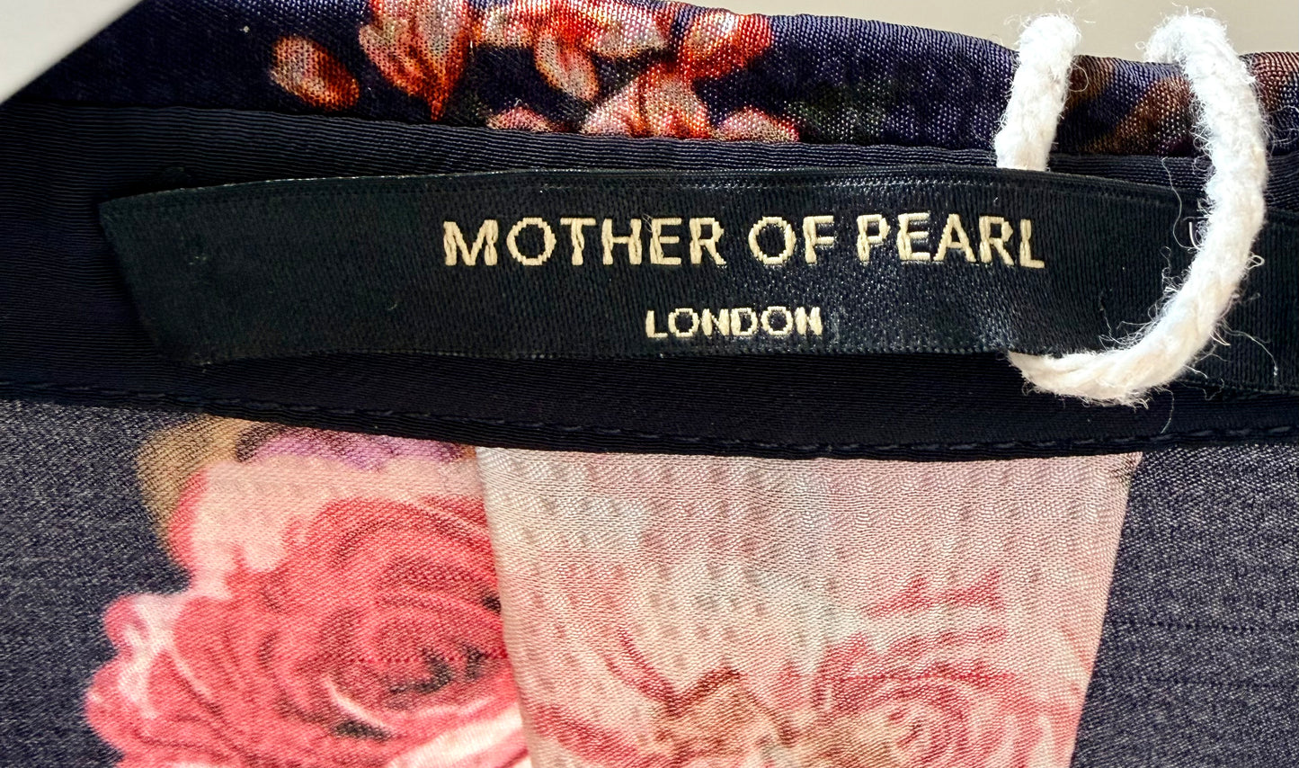MOTHER OF PEARL Long Sleeve Blue Floral Shirt, Fits S-M