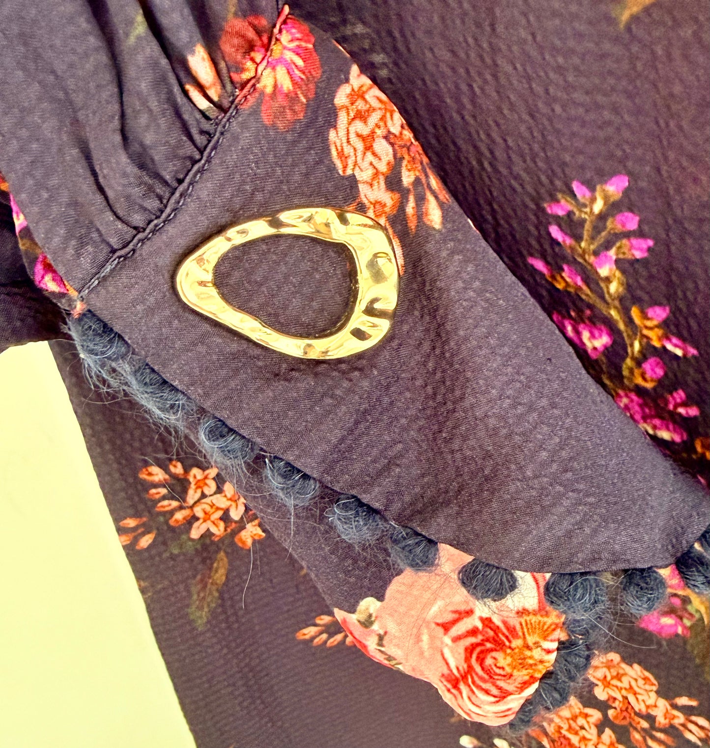 MOTHER OF PEARL Long Sleeve Blue Floral Shirt, Fits S-M