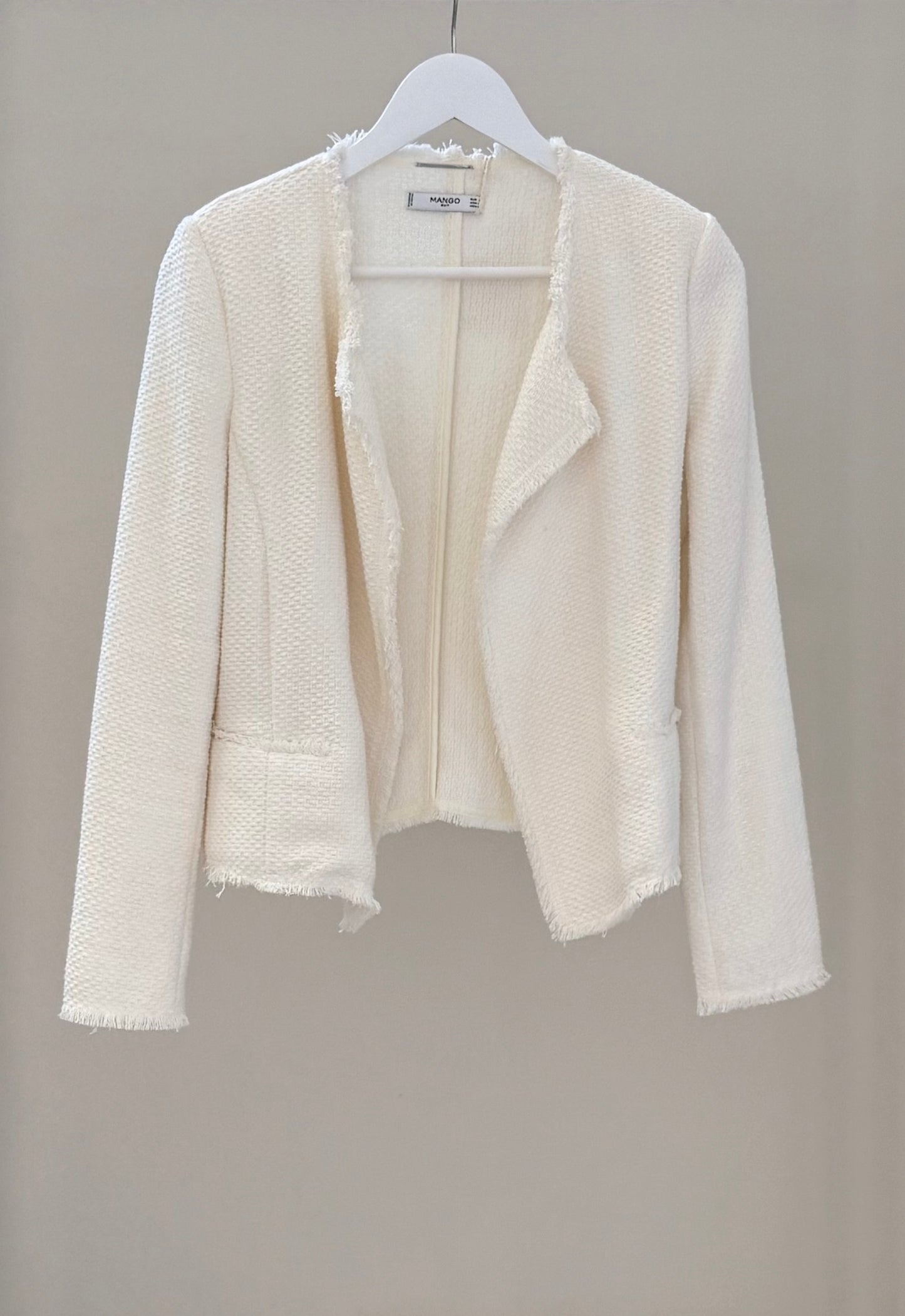 MANGO White Cropped Jacket, Fits S-M