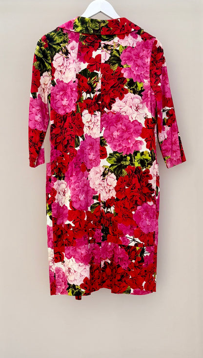 TRELISE COOPER Pink Floral Knee Length Coat, Size 6