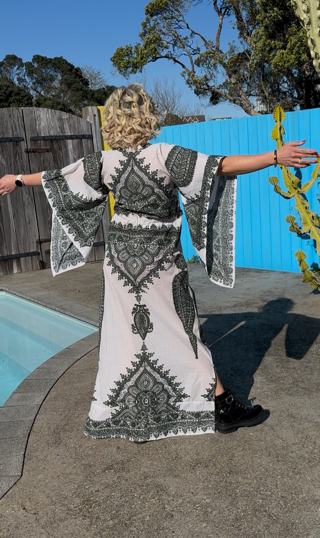 White/Green Maxi Dress (No Label)