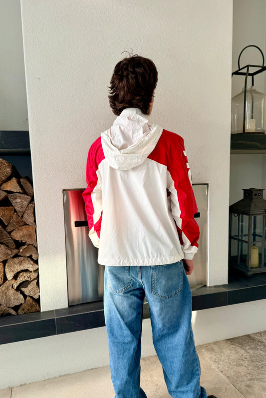 HUFFER Red/White Rain Jacket, Size 8