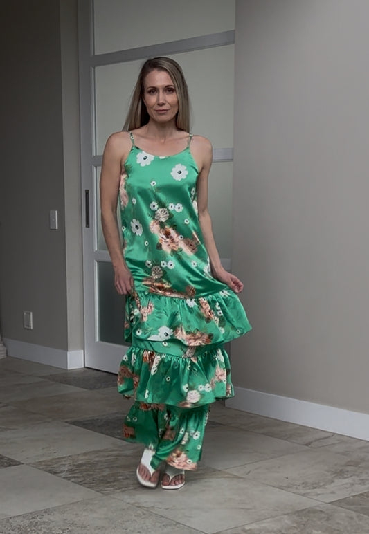 AUGUSTINE Green Floral Maxi Dress
