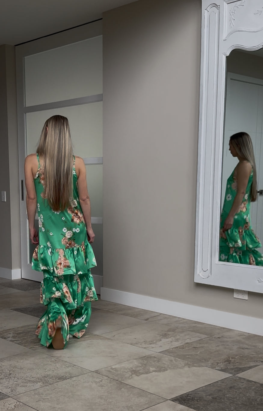 AUGUSTINE Green Floral Maxi Dress