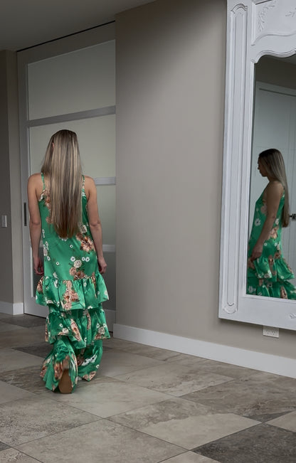 AUGUSTINE Green Floral Maxi Dress