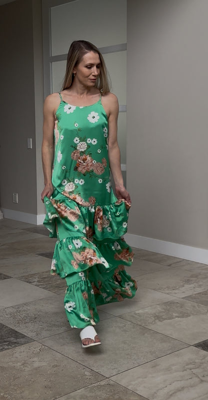 AUGUSTINE Green Floral Maxi Dress