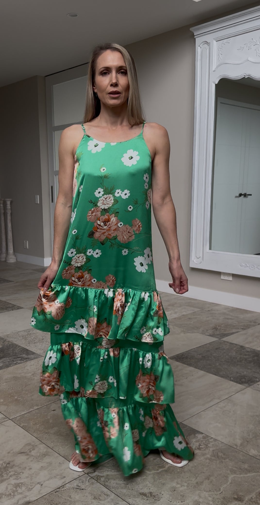 AUGUSTINE Green Floral Maxi Dress
