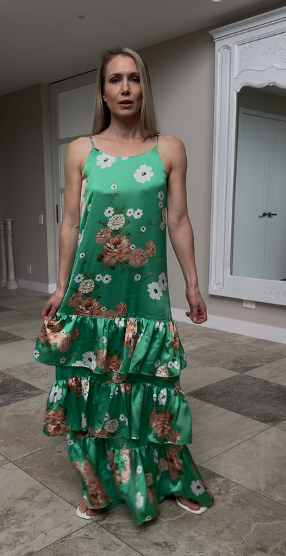 AUGUSTINE Green Floral Maxi Dress