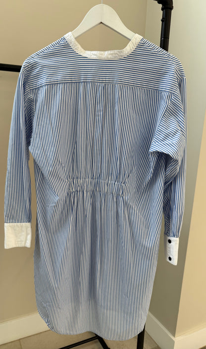 BASSIKE Knee Length Blue/White Dress