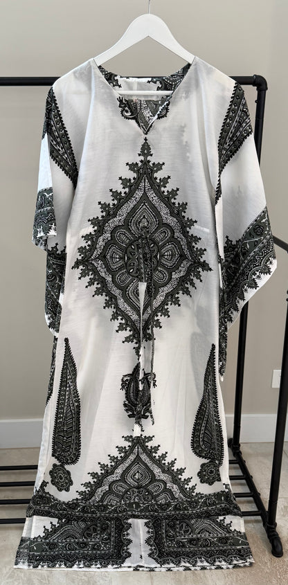 White/Green Maxi Dress (No Label)
