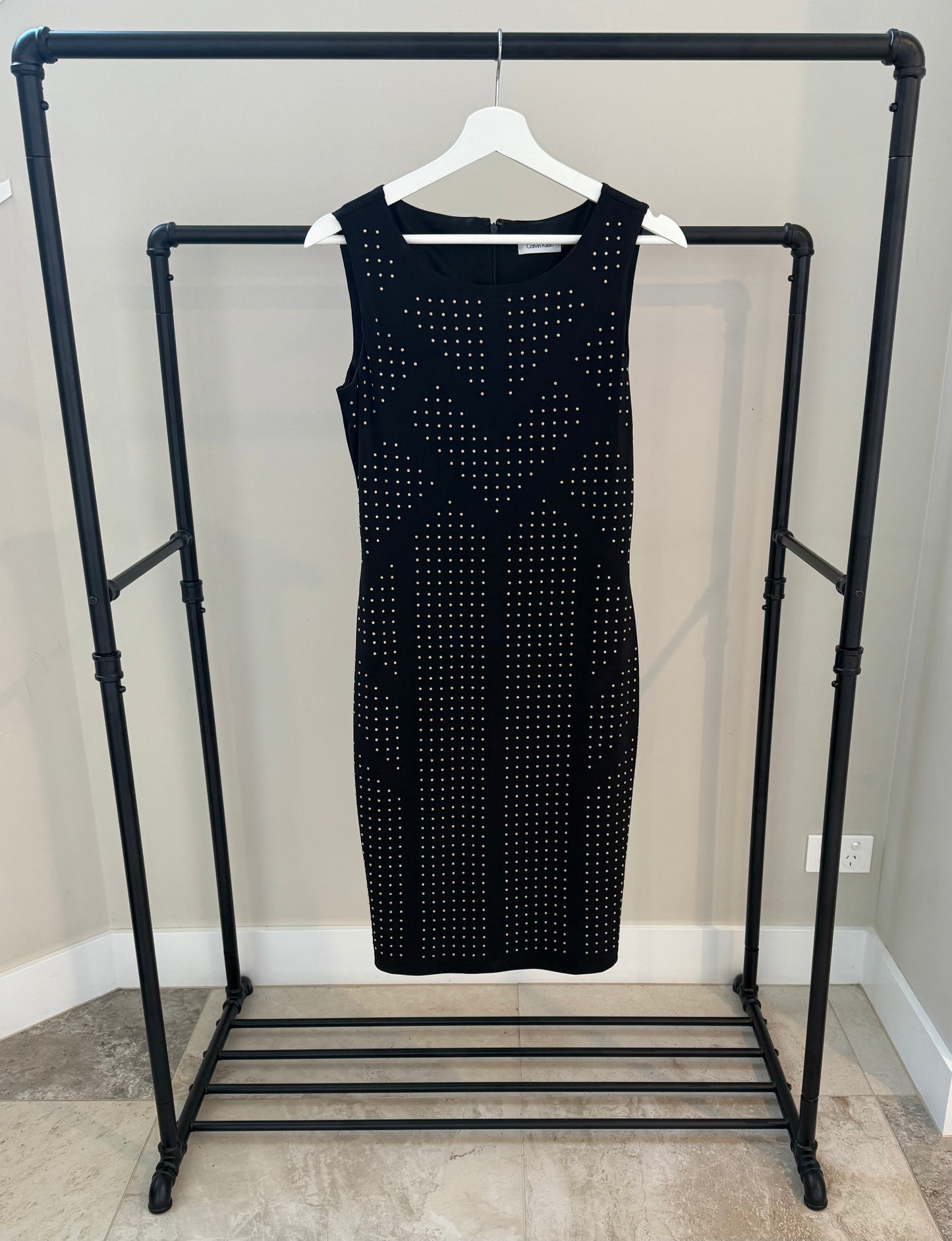 CALVIN KLEIN Black Beaded Midi Dress