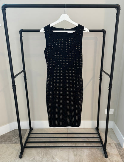 CALVIN KLEIN Black Beaded Midi Dress