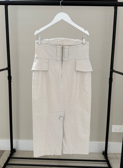 CUE Tan Pencil Tailored Midi Skirt