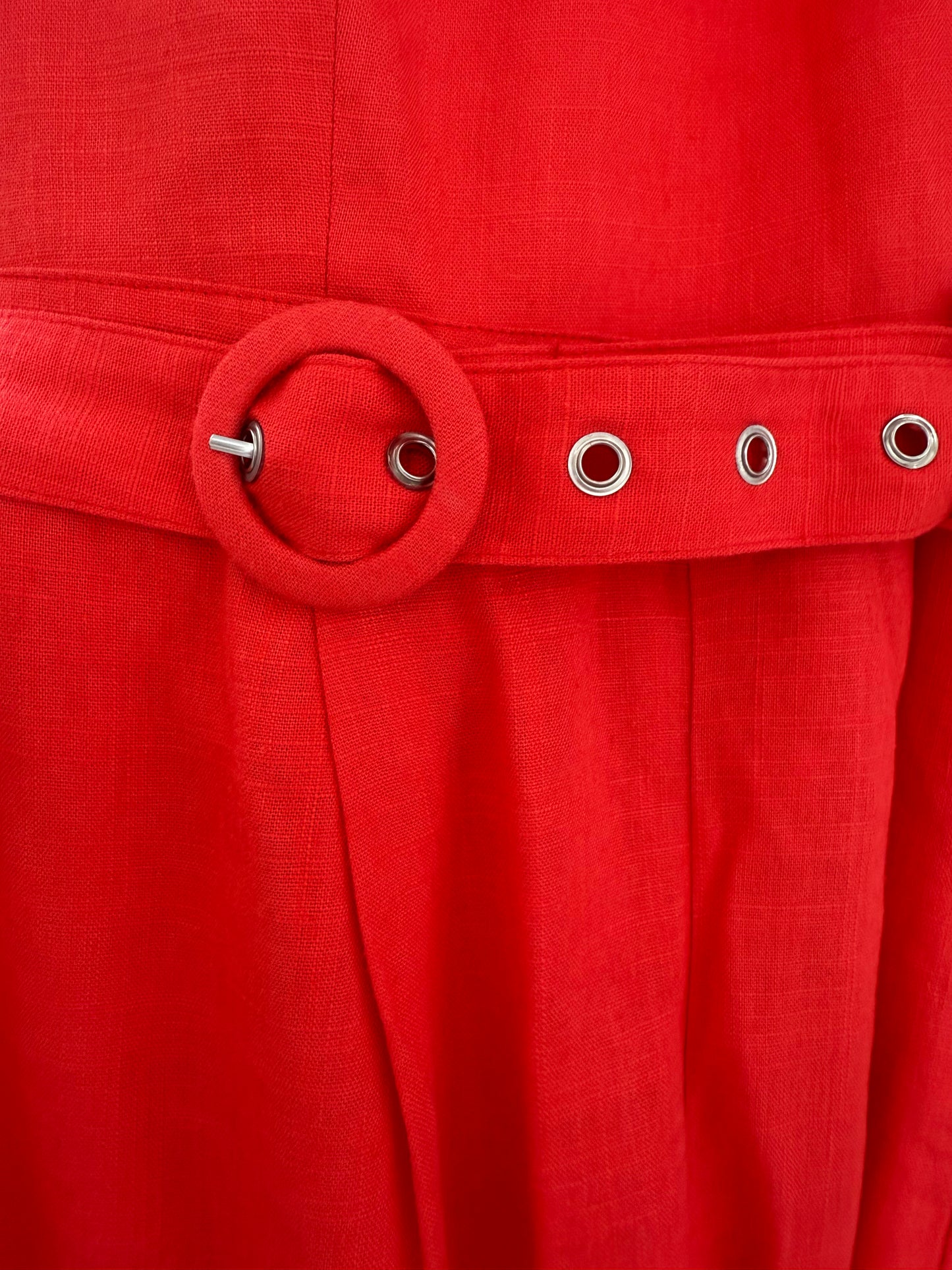 DOTTI Red Linen Blended Playsuit