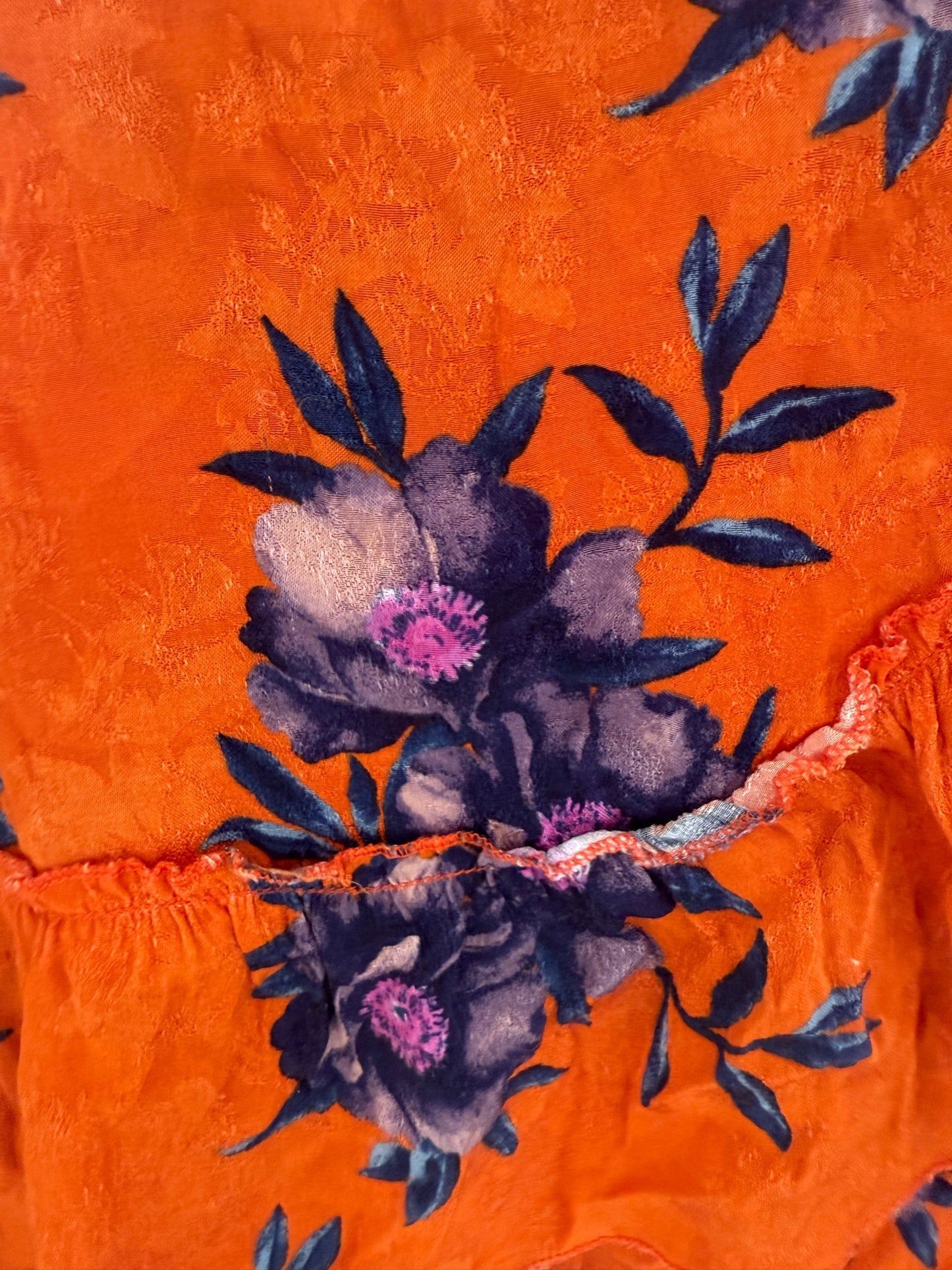 RIVER ISLAND Orange Floral Mini Skirt