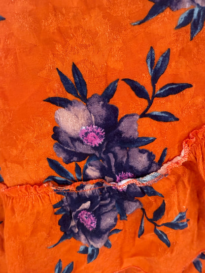 RIVER ISLAND Orange Floral Mini Skirt