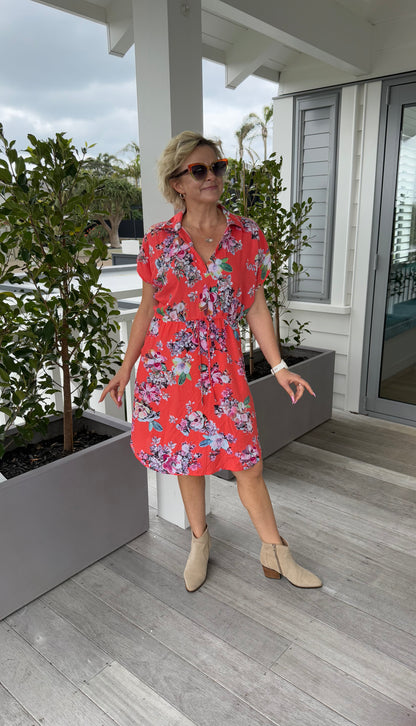 EVOLVE DESIGNS Red Floral Dress