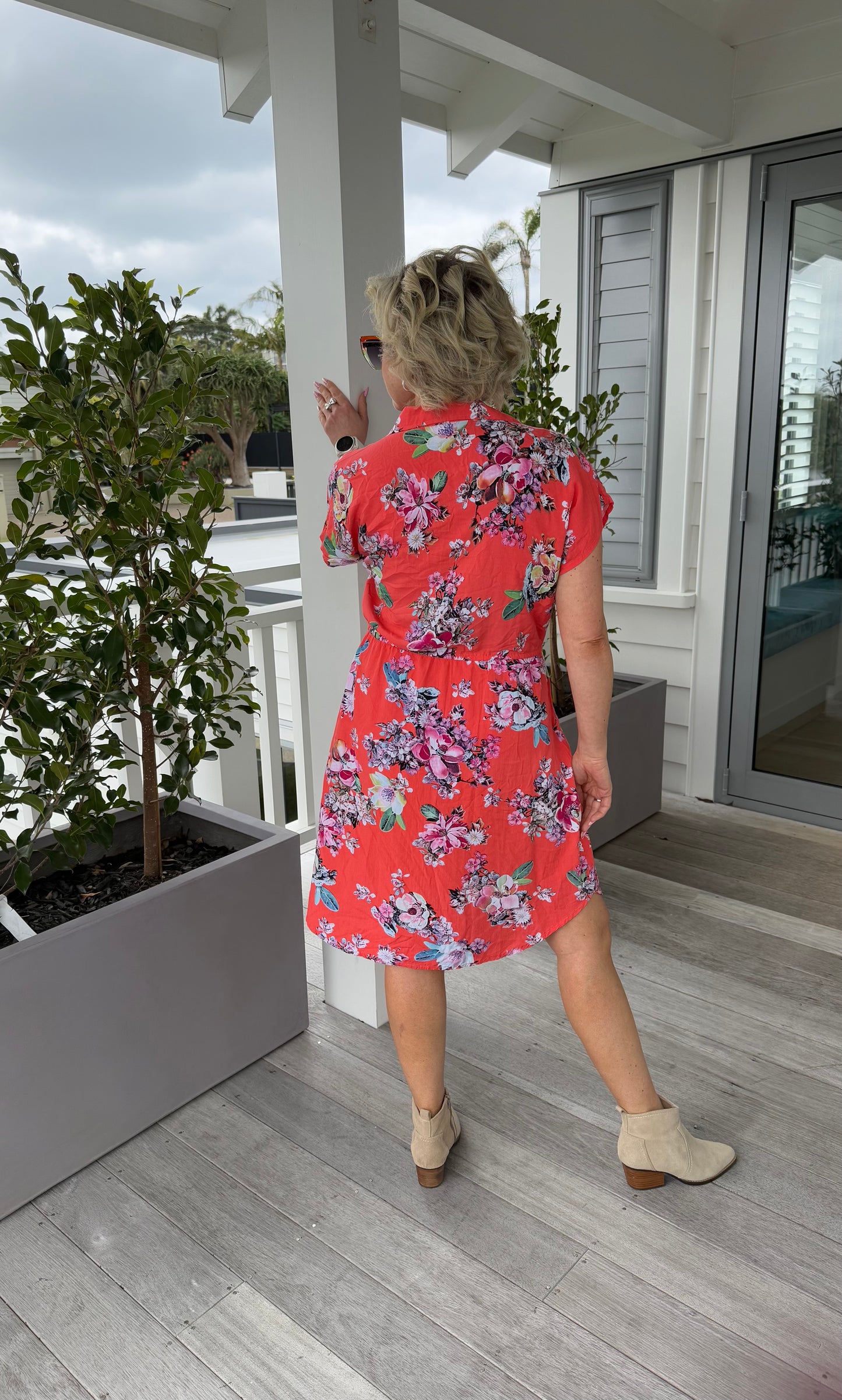 EVOLVE DESIGNS Red Floral Dress