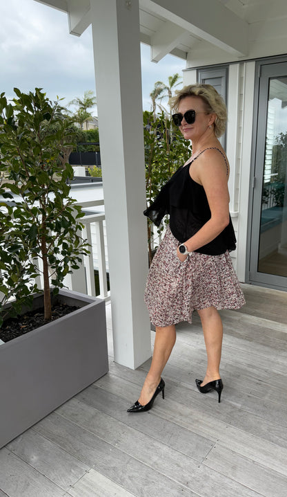 JULIETTE HOGAN Pink/White Floral Skirt